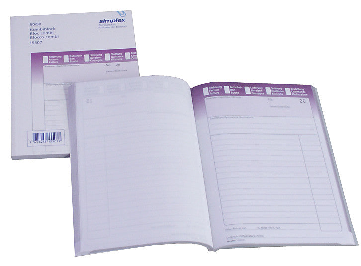 Simplex Formularblock – mehrsprachig, 50 Blatt, A6
