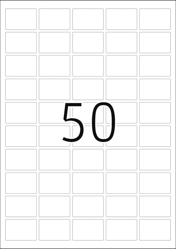 HERMA Blattetiketten (A4), 37 mm × 25 mm, weiss, Folie, extra stark, 25 Blatt (1250 Etiketten)