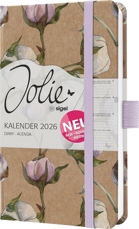Sigel JOLIE Pure Agenda – 1 Woche/2 Seiten, gebunden, A6, 2026, Cotton Fields, FSC