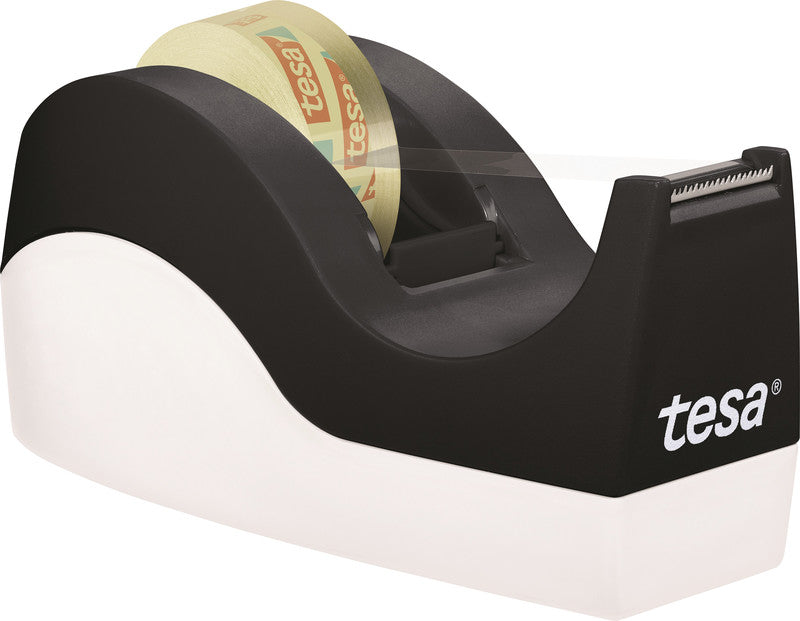 tesa Tischabroller Easy Cut – für Rollenbreite bis 19 mm, für Bandlänge bis 33 m, rutschfest, Metallmesser