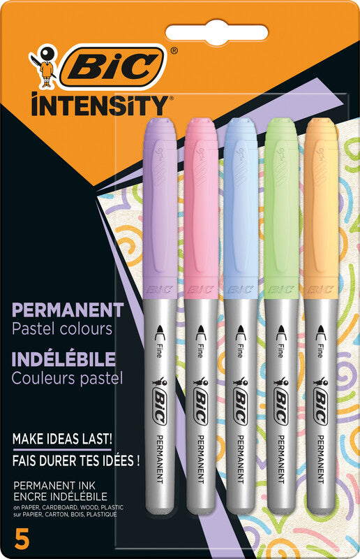 BIC Permanentmarker – Rundspitze 0,8 mm – Mehrfarbig – 5er-Pack