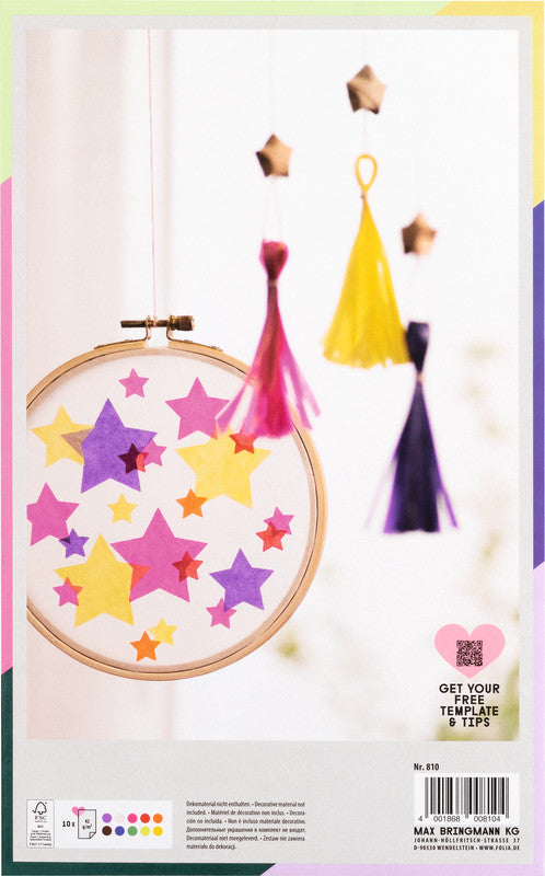 Folia Transparentpapier – 18,5 × 29,7 cm, 42 g/m², sortiert, 10 Bogen, zum Basteln