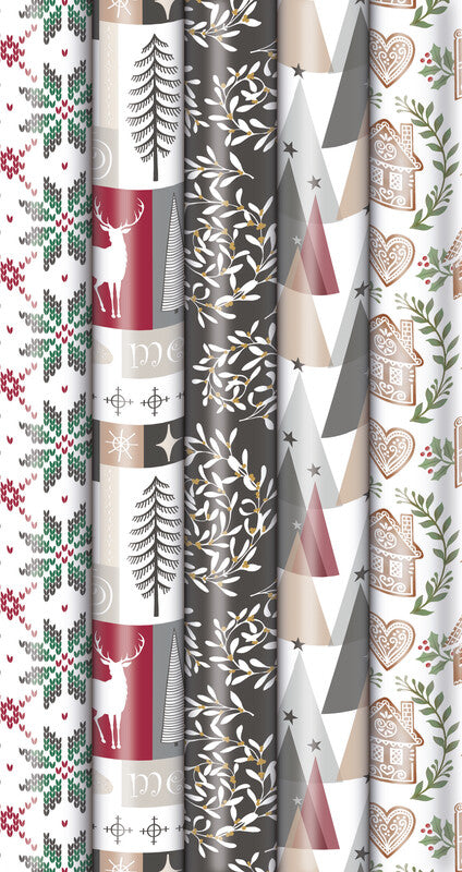 Zoewie Geschenkpapier – Cozy Home, Weihnachten – 700 × 2000 mm – Papier, 80 g/m2, 5 Motive