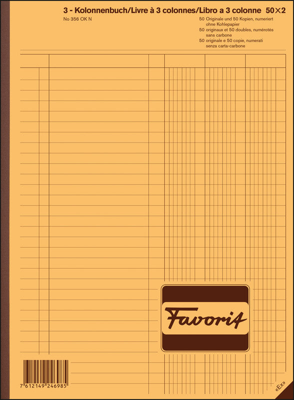 Favorit Formularblock – 3 Kolonnen, Deutsch/Französisch/Italienisch, 50 Blätter, A4