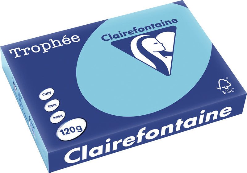 Clairefontaine Kopierpapier – A4, 120 g/m², Blau – für Inkjet/Laser/Kopierer – FSC, EU Ecolabel – 250 Blatt