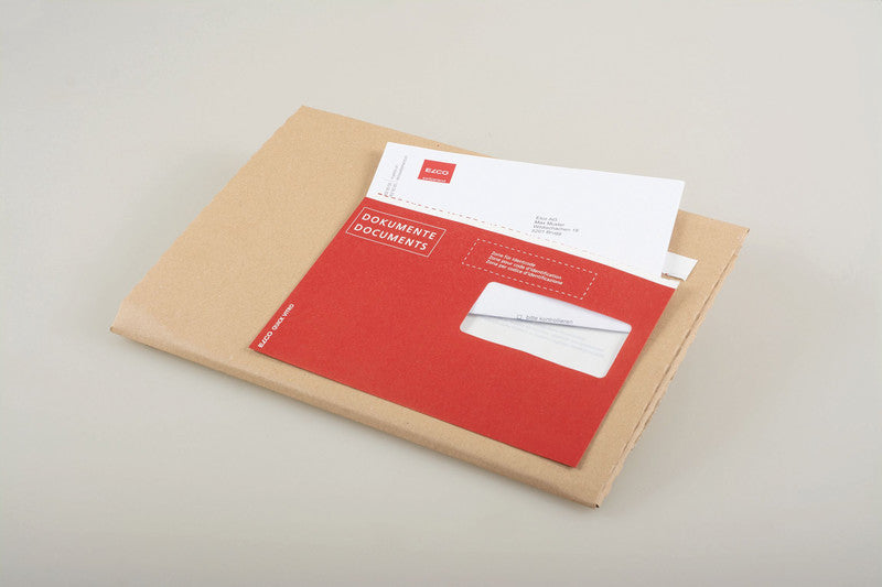 Elco Dokumententasche – C5 (229 × 162 mm), Fenster rechts, bedruckt, rot, Papier, selbstklebend – 250 Stück
