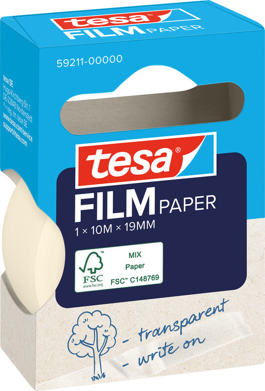 TESA Büro-Klebeband – permanent, klar, Papier, 19 mm × 10 m, 1 Rolle