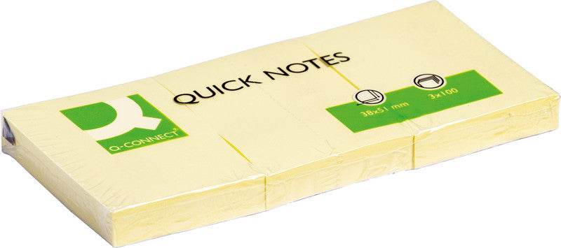 Q-Connect Haftnotizen – 51×38 mm – gelb, 12×100 Blatt