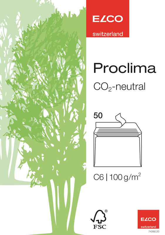 Elco Couvert C6 (162 × 114 mm), Haftklebend (Optifix), Weiss, 100 g/m², Papier, Gerade Klappe – 50 Stk.