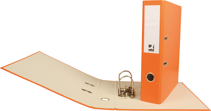 Q-connect Ordner – A4 hoch – 2-Ring Hebelmechanik, Rücken 70 mm – orange, mit Niederhalter, FSC