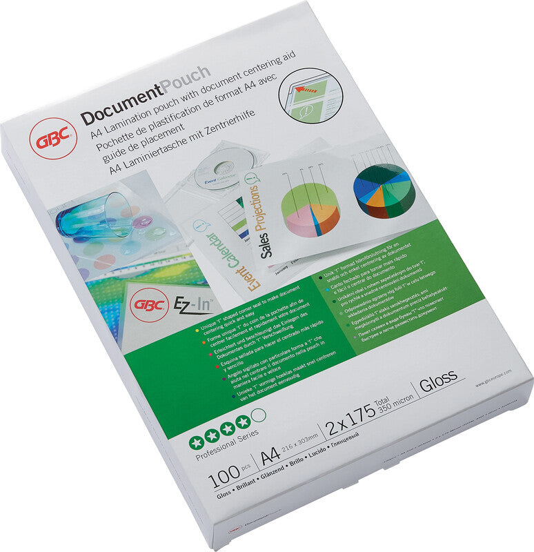 GBC Laminierfolien A4, glänzend – 175 µm, 216 × 303 mm, 100 Stk.
