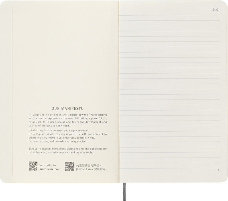 Moleskine Notizbuch, Leimbindung, Softcover, 176 Seiten, 100 g/m² – schwarz, für MOLESKINE Notes App