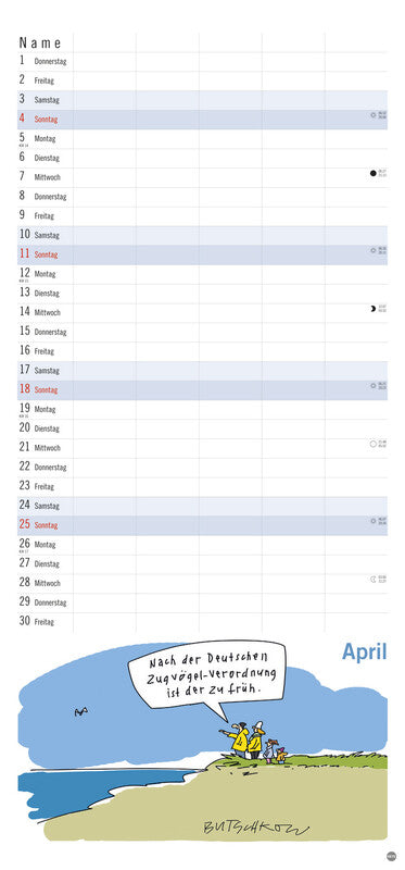 Heye Familienplaner Butschkow – für Familien – 5 Spalten – Deutsch – 2027 – 21 × 45 cm
