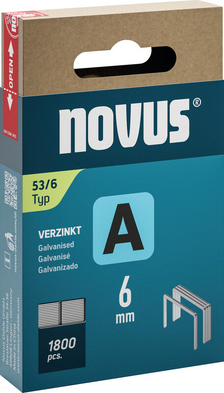 Novus Heftklammern 53/6 – 6 mm – Metall, silber – 1800 Stk.