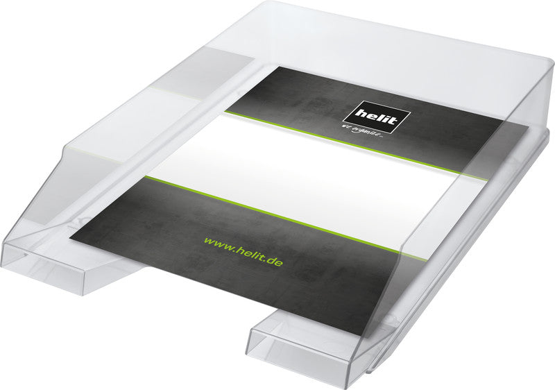 Helit Briefkorb – mit Beschriftungsfeld, hochglänzend, transparent, B 245 × H 67 × T 347 mm