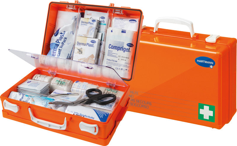 Hartmann Vario Notfallkoffer 2 – für Küche/Gastro – gefüllt – orange, Kunststoff – 340 × 240 × 120 mm