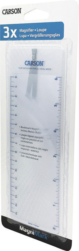 Carson MagniMark – Lesezeichen-Lupe (Fresnel) – 3×, mit cm- und Zollmarkierungen