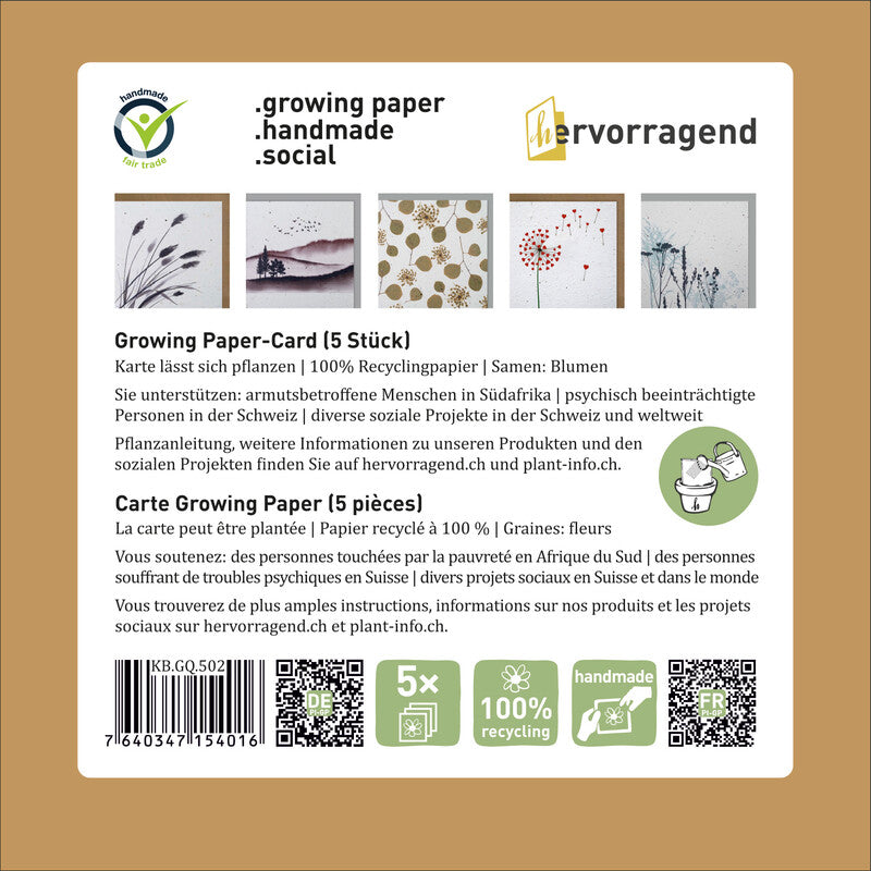 Hervorragend Grusskarte Trauer – 130 × 130 mm – mit Umschlägen, Papier, 5er Pack