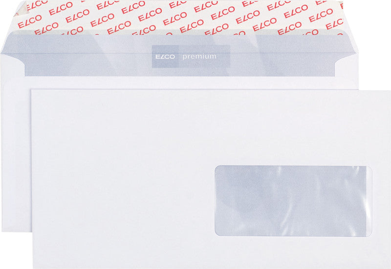 Elco Couvert C5/6, Fenster rechts, Haftklebung, hochweiss, 100 g/m² – 500 Stk.
