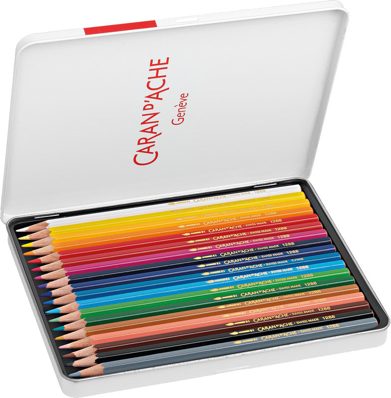 Caran d-Ache Caran d'Ache Aquarellfarbstifte Fancolor – 18 Farben, im Metalletui, Ø 2,8 mm, FSC