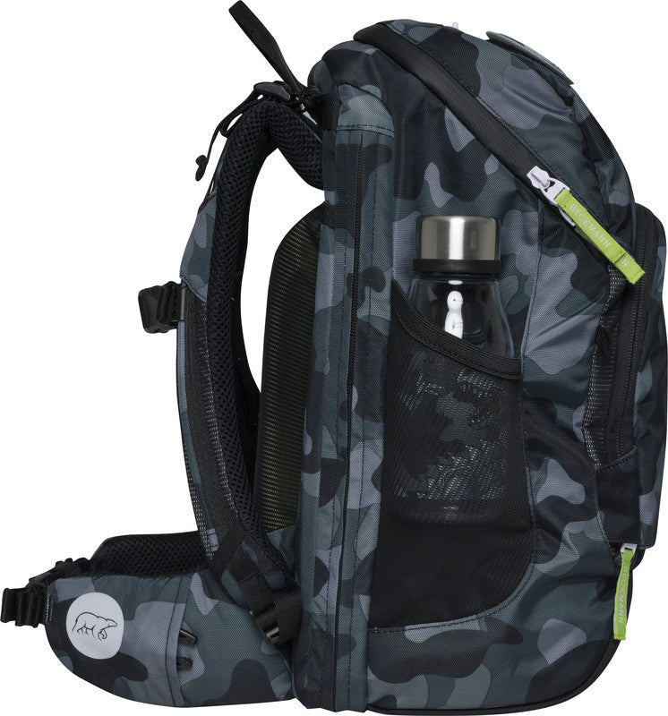 Beckmann Schulrucksack Active Air Flx – 6-teilig – Camo Rex – 26,0×39,0×22,0 cm – recycelte Materialien