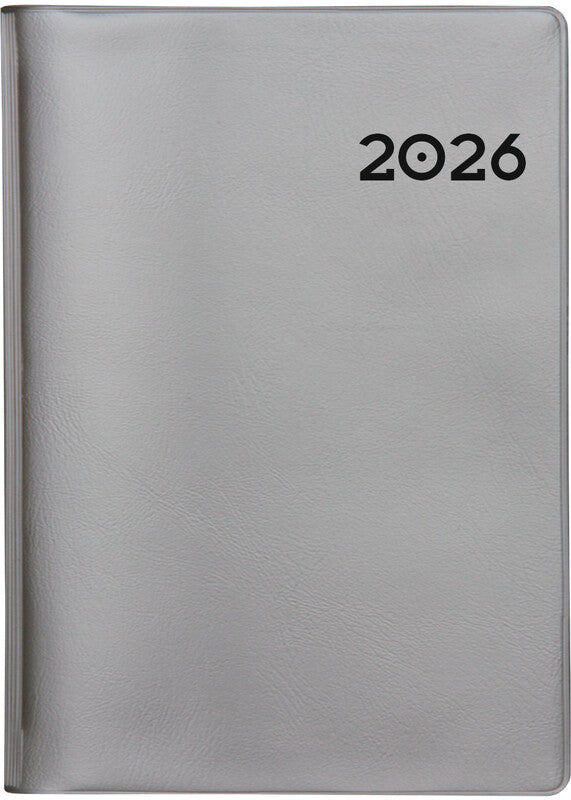 Biella Glasgow Planer – 1 Monat/2 Seiten, geheftet, 10 × 13,9 cm, 15 Monate Okt–Dez, 2026, Silber, PEFC