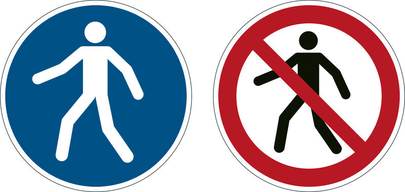 Durable Sicherheitskennzeichen (Bodenmarkierung) Fussgängerweg benutzen – Ø 430 mm, Kunststoff, selbstklebend