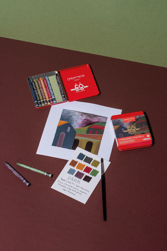 Caran d-Ache Caran d'Ache – Neocolor II – Wachsmalkreiden – Set – 10 Farben, in Metallschachtel