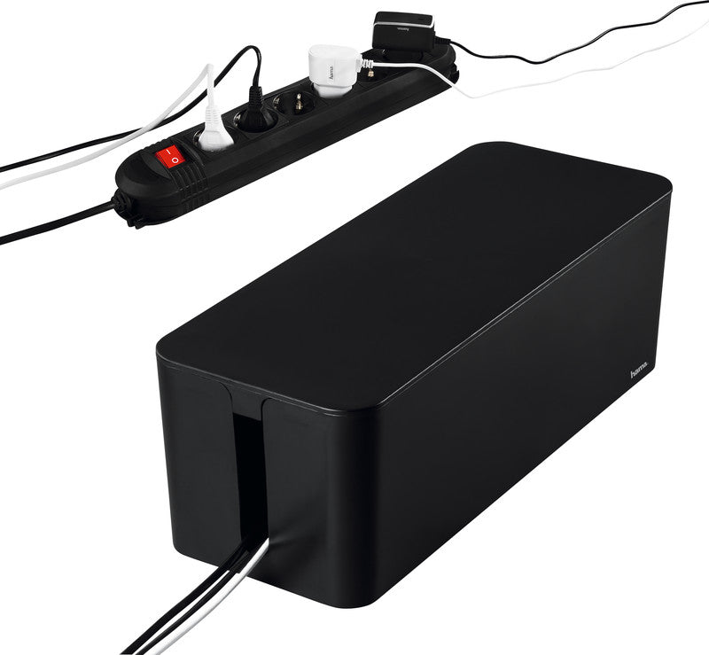 Hama Kabelbox 400 × 138 × 155 mm – für Kabel bis Ø 20 mm – schwarz – Kunststoff
