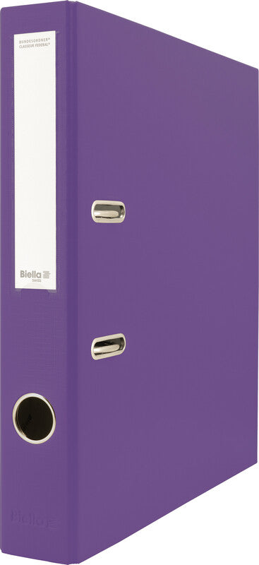 Biella Bundesordner – A4 hoch – 2-Ring Hebelmechanik, Rücken 40 mm – Violett, Karton, mit Niederhalter, FSC