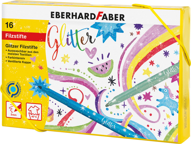 Eberhard Faber Filzstifte, Strichbreite 3 mm, auswaschbar ab 40 °C, 16 Farben