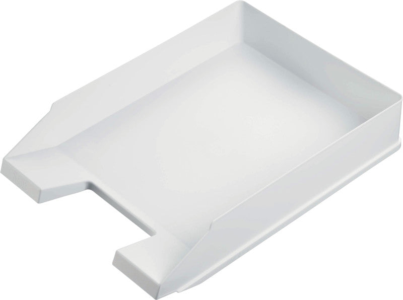 Helit Stapelbarer Briefkorb mit Griffausschnitt, Beschriftungsfeld, matt, weiss, B 255 × H 67 × T 345 mm