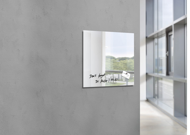 Sigel Whiteboard – 48 × 48 cm, Glas, magnetisch, Wandmontage, inkl. Magnete, Montagesatz