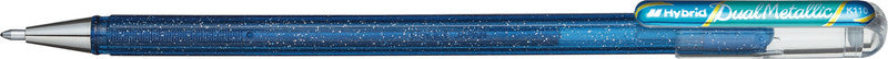 Pentel Hybrid Gel Dual Metallic Gelschreiber – 2 Farben, 1 mm, für dunkles Papier, Kappe