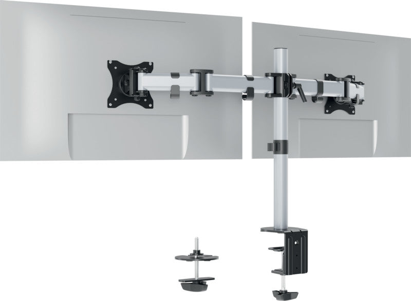 Durable Select – Monitorarm, 2 Monitore, Tischklemme, bis 27", VESA 75 × 75/100 × 100 mm, 8 kg