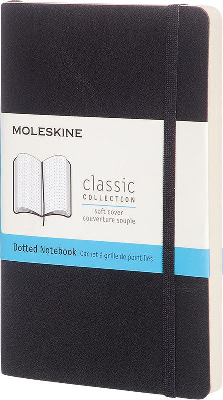 Moleskine Notizbuch, 90 × 140 mm, punktkariert, Leimbindung, Softcover, 192 Seiten, 70 g/m² – schwarz