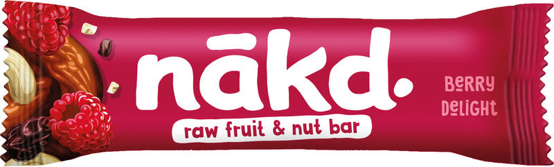 Nakd Raw Bars Riegel – Himbeere, vegan, ohne Zuckerzusatz, 4 × 35 g (140 g)