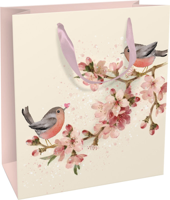 Braun + company Tragetasche – Cherry Blossom Love – Papier, matt, mit Glimmer – 180 × 210 × 80 mm