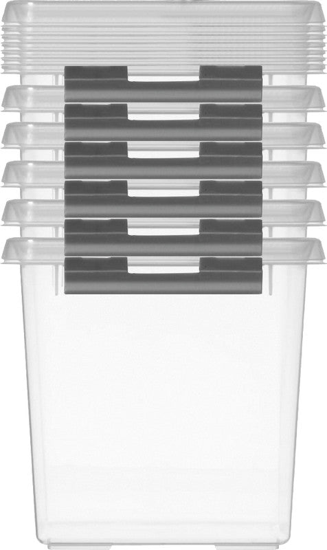 Helit die q-line Aufbewahrungsbox 3 l – mit Clipdeckel, stapelbar, 200 × 140 × 150 mm, transparent, Kunststoff