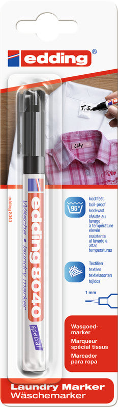 Edding Wäsche-Marker für Textilien – Schwarz, 1er