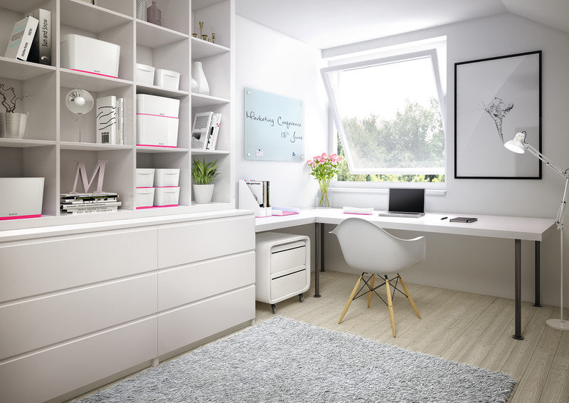 Leitz Aufbewahrungsbox – Kunststoff, weiss/pink, 31,8 × 19,8 × 38,5 cm