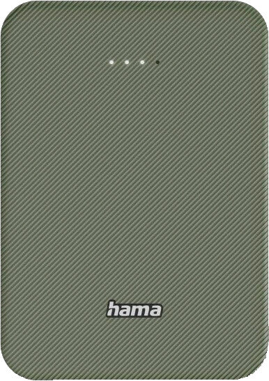 Hama Powerbank 10000 mAh, 1× USB-C, 1× USB-A, Batteriestatus (4 LEDs), für Smartphones, Tablets, Grün