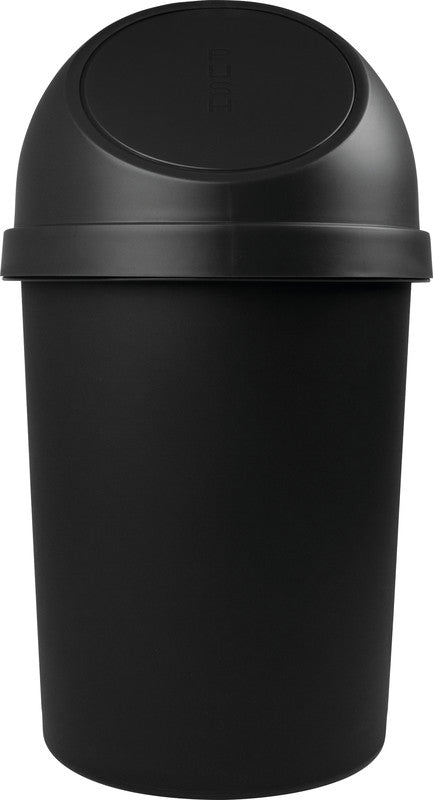 Helit Abfallcontainer – 45 l – mit Deckel – Kunststoff, schwarz – Ø 403 × H 700 mm