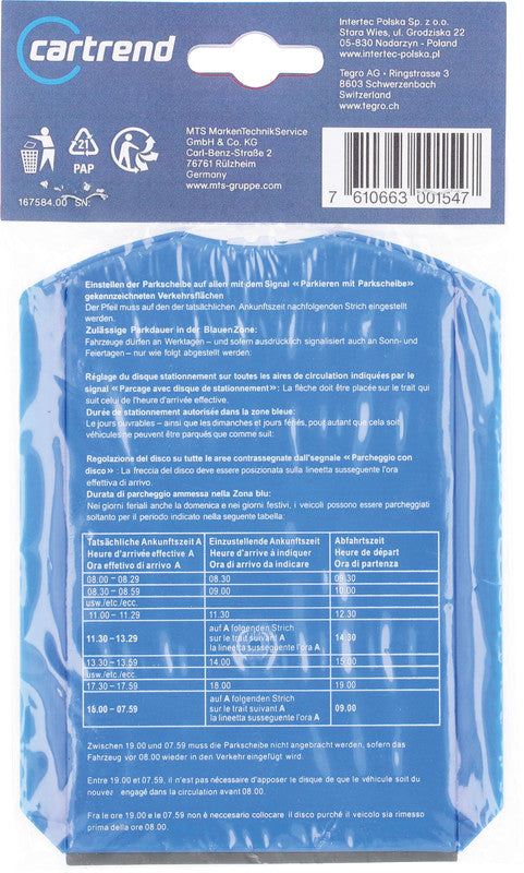 Cartrend Parkscheibe – 11 × 15,5 cm