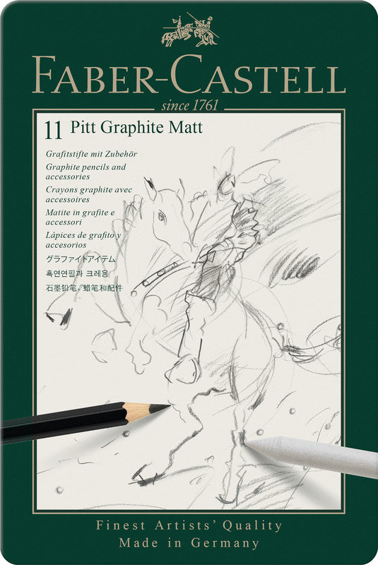 Faber-Castell PITT Graphite Matt Graphit-Set, Metall-Box – 11-teilig