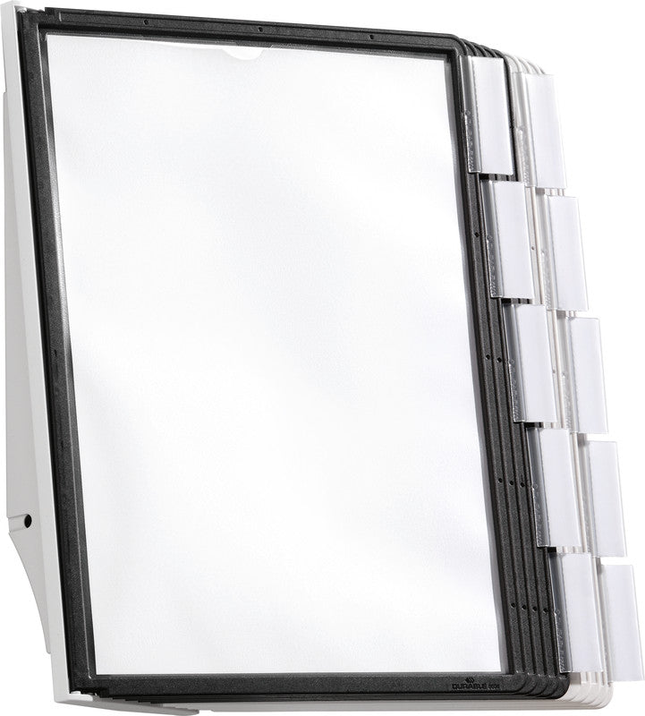 Durable Sichttafelsystem Sherpa Wall – 260 × 385 mm, grau, Kunststoff, für A4, 10er-Pack