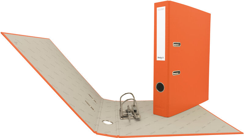 Biella Bundesordner – A4 Hochformat – 2-Ring Hebelmechanik, 40 mm Rücken – Orange, mit Niederhalter, FSC