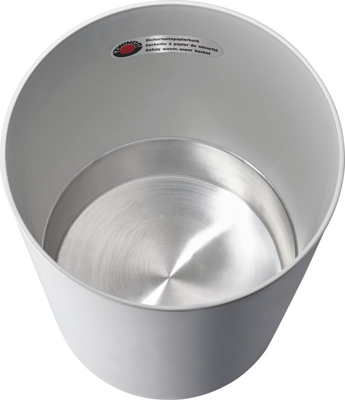 Zwingo Sicherheitspapierkorb – 20 l – Kunststoff, Lichtgrau – TÜV, mit Metallboden – Ø 280 × H 340 mm