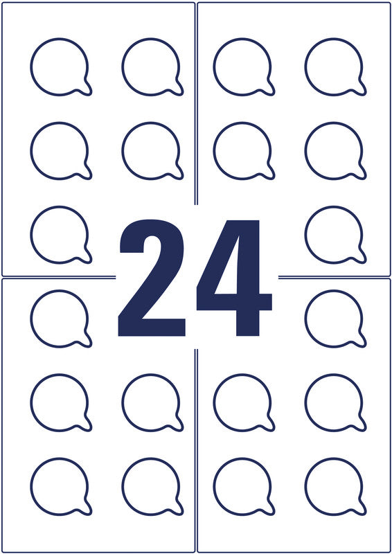 Avery Zweckform – Prüfplaketten, Ø 30 mm, weiss, Kunststoff, permanent, 240 Etiketten