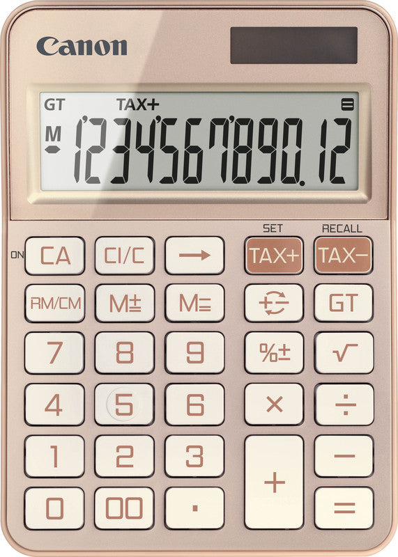 Canon Tischrechner KS-125KB – 12-stellig, LCD, Korrektur/Prozent, Solar + Batterie, Roségold